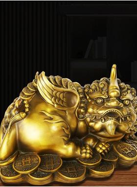 纯铜招财貔貅摆件金钱神兽酒柜办公室风水摆设装饰乔迁礼品送客户