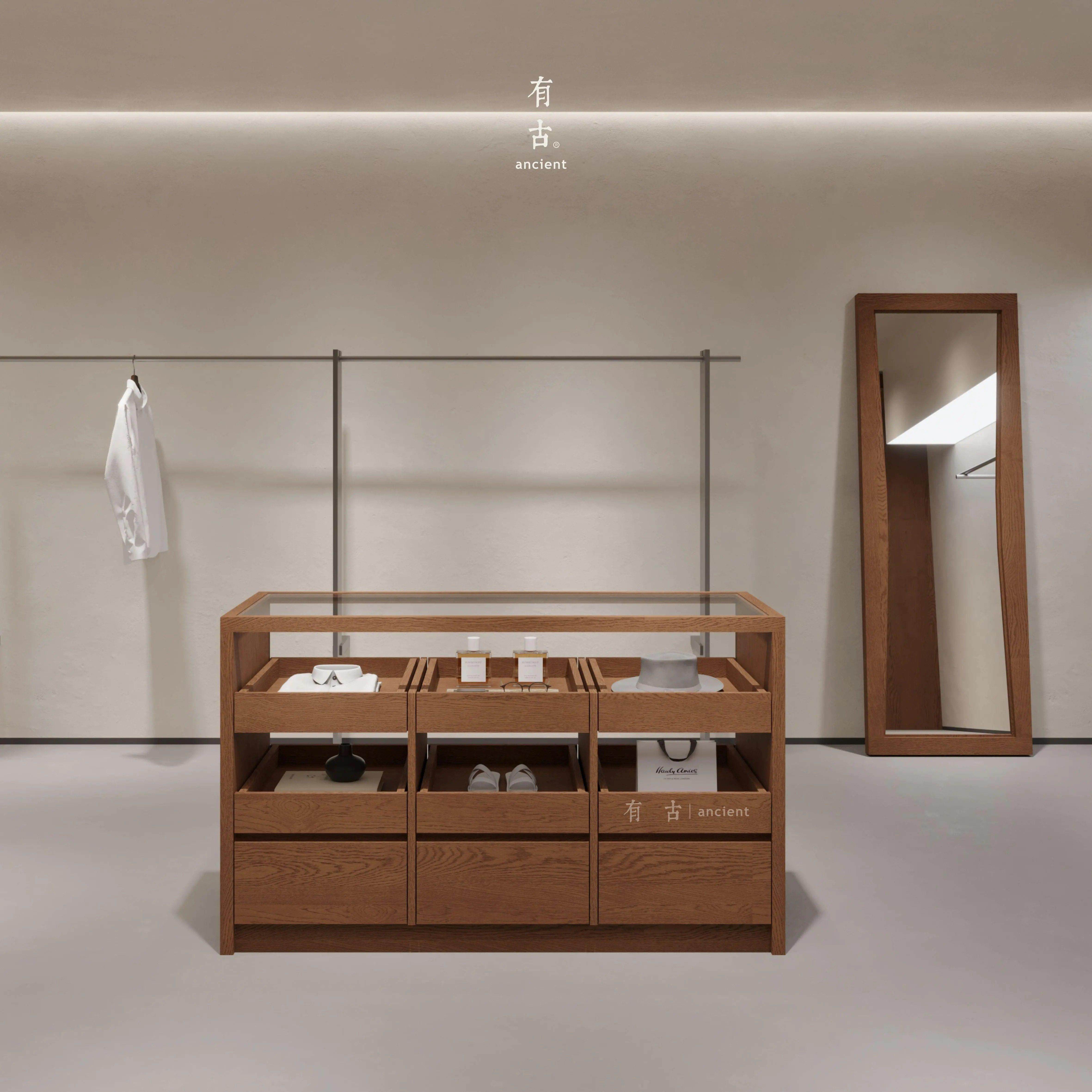 服装店中岛柜展示台女装店摆件饰品流水台展示柜鞋包架收纳层架格