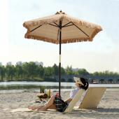 户外遮阳伞实木室外庭院花园圆形农家乐休闲露营沙滩彷真稻草伞