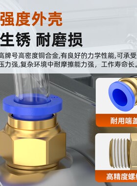 气动快速接头快插螺纹直通PC4/6/8D/10mm气管气源气缸外丝气嘴配