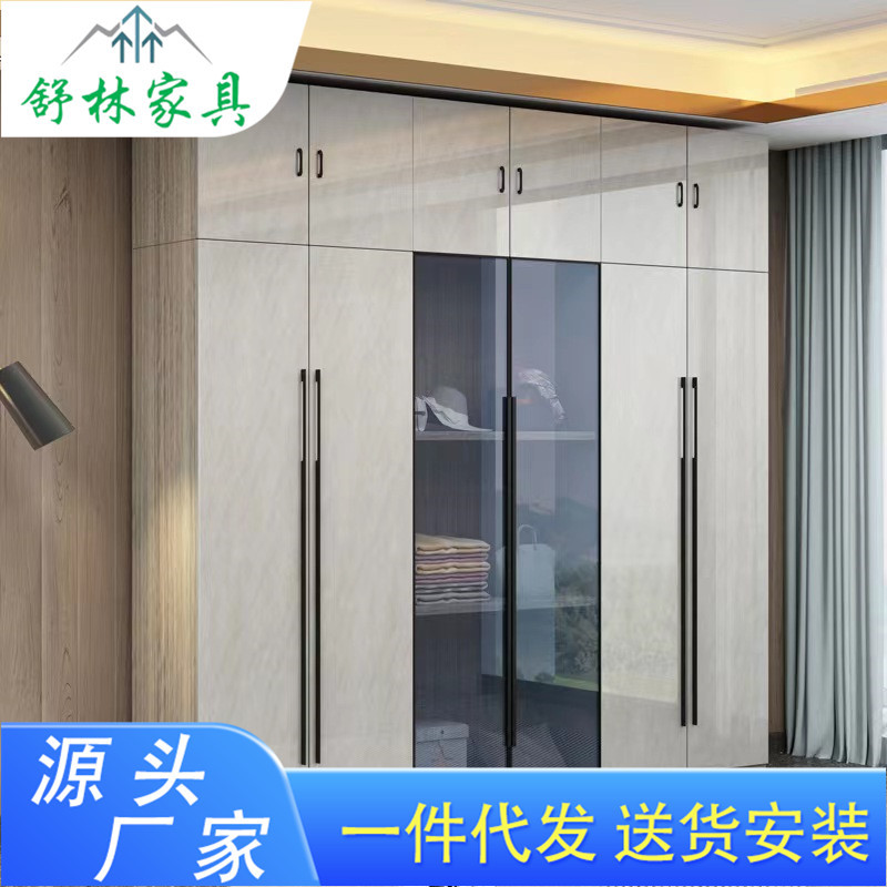 轻奢极简卧室开门衣柜3门4门平开式板式储物柜北欧简约现代大衣橱