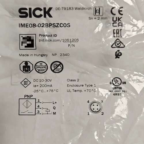 西克接近开关IME08-02BPSZC0S，订货号10512议价