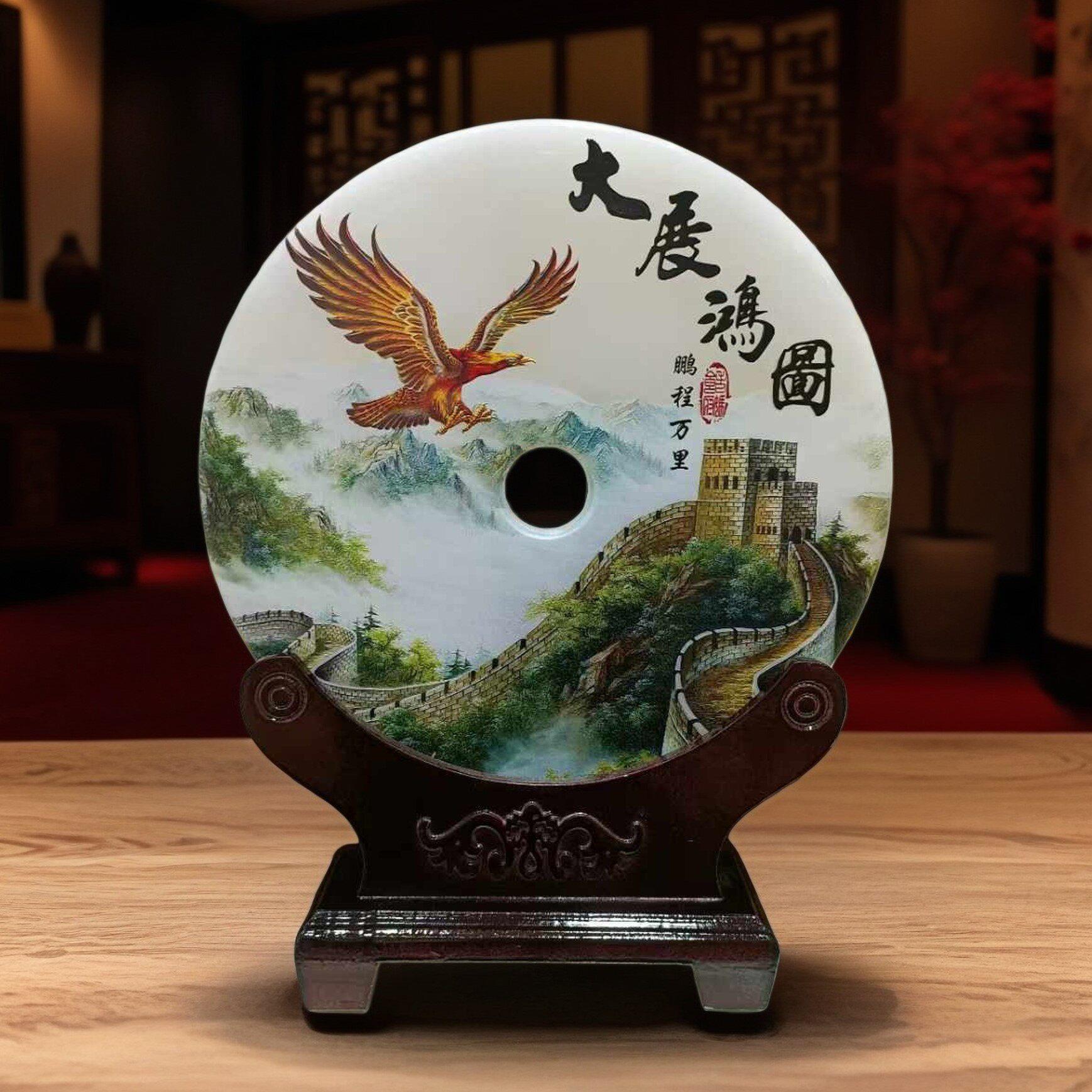 办公室客厅玄关装饰品玉石平安扣摆件3D彩印定制商务开业手礼品