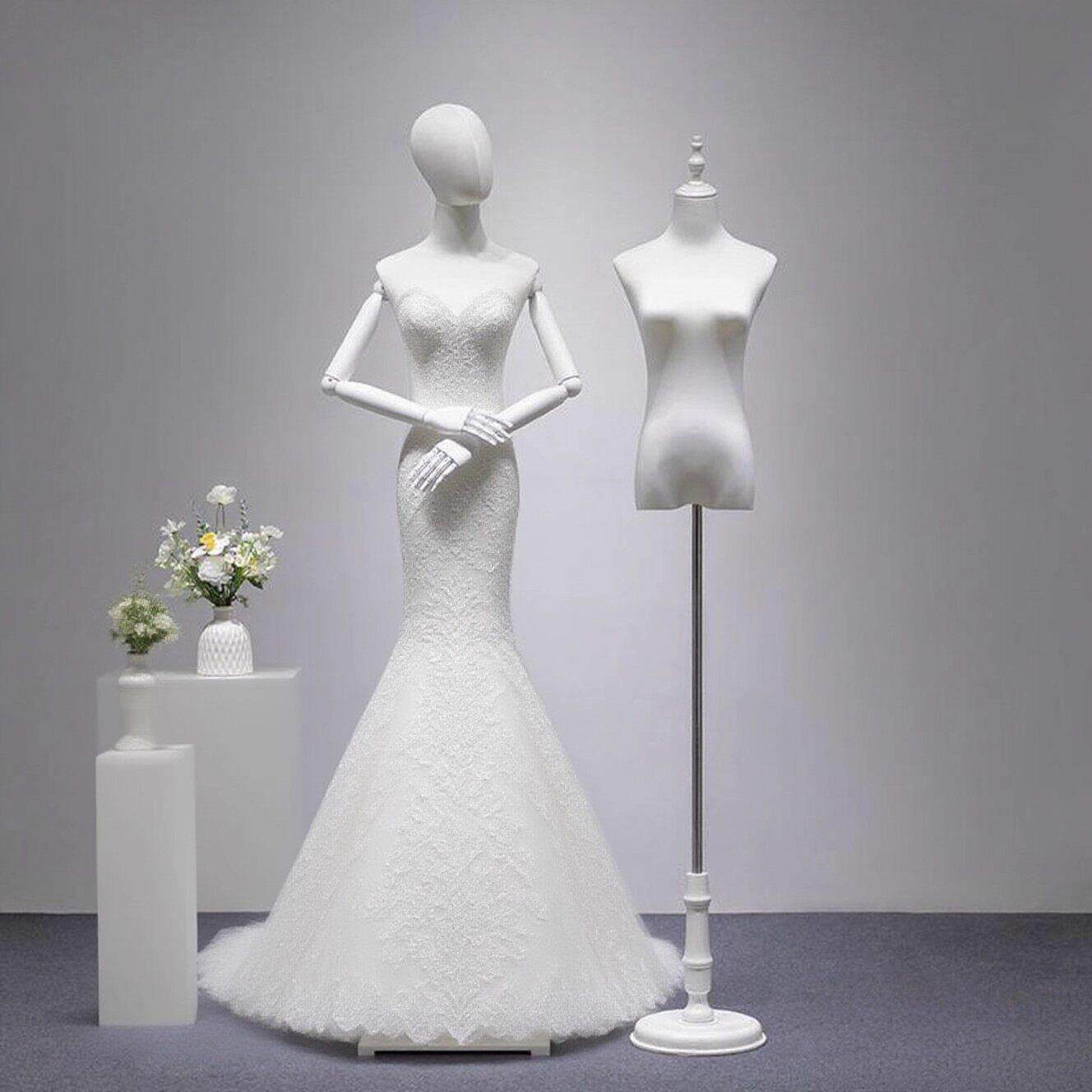 白色婚纱模特女半身人台服装店假人模特展示架橱窗陈列道具全身