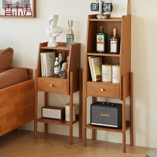 实木角柜客厅沙发落地电视边柜卧室床头柜置物架收纳小柜子高低柜