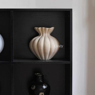 Cindy美学侘寂风高温素烧粗陶花瓣花器高级感家居样板间艺术摆件