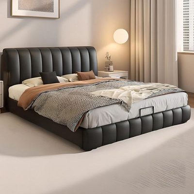 法式奶油风双人床现代简约科技布艺床小户型主卧室大床软包1米8床