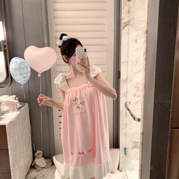 捞捞酱「奶昔泡泡浴」少女可爱卡通吊带浴裙吸水纯欲浴巾吸水速干,居家布艺,浴裙/浴袍/浴衣,淘宝优惠券,粉丝福利购,淘宝优惠卷