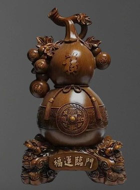 木制葫芦摆件葫芦工艺品摆件实木家居饰品客厅酒柜办公室摆设家用