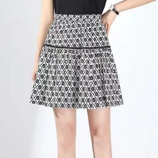碎花短裙女2023夏新款高腰显瘦字裙微胖百褶裙半身裙150矮个子想