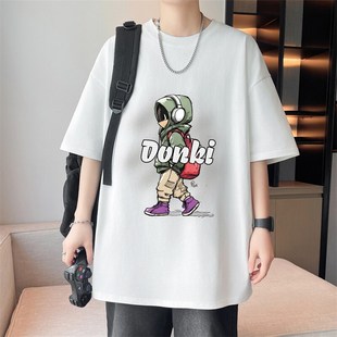 夏季初高中学生短袖t恤大童男孩纯棉半袖上衣宽松青少年圆领学生