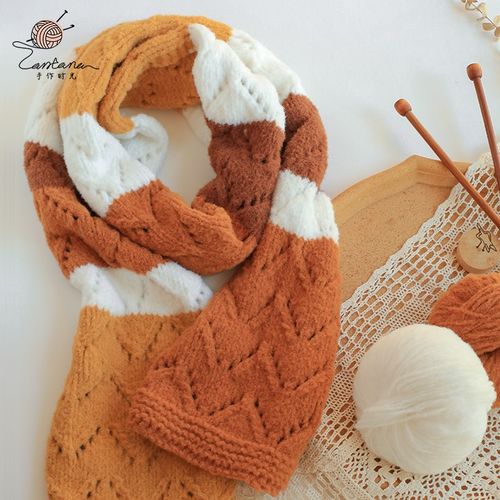 奶fufu秋冬美拉德色系手工围巾编织手作diy材料包情侣款暖绒毛线