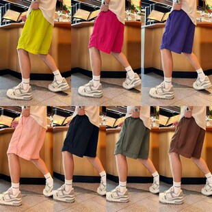 休闲风拉链装 短裤 饰炸街时尚 日常百搭薄款 纯色松紧腰抽绳夏季 工装