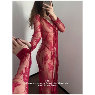 黛柔坊【朝暮与共】高级透视蕾丝性感纯欲长款睡袍套装超好看!