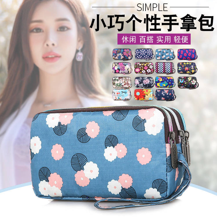 零钱包手机包夏钥匙帆布手拿包多层拉链小手包女大容量妈妈横长款