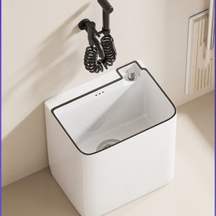拖把池拖布池家用墩布池小尺寸卫生间阳台洗拖把水池40cm 卫蓝经典