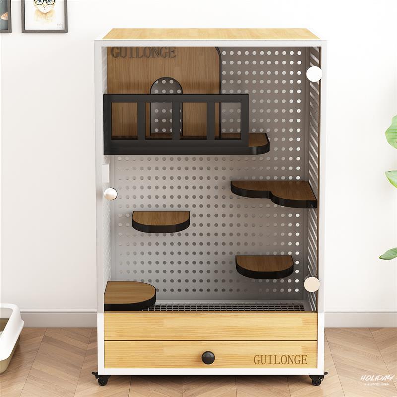 J龙猫柜笼豪华全景大别墅多层可移动实木笼子松鼠笼蜜袋鼯实木