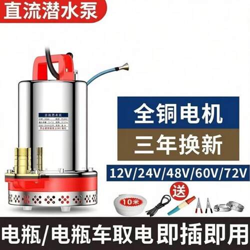 专用12v直流抽水泵抽水泵直流48v60v电动车电动车潜水泵泵72v农用