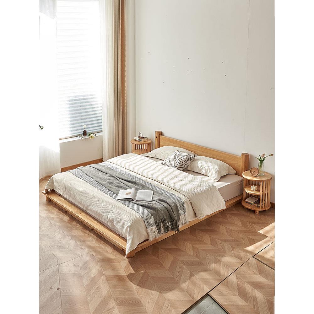 榻榻米床落地床架简易落地床主卧榻榻米实木床定制柏木家具地台床