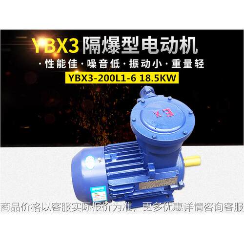 隔爆型三相异步电动机YBX3-200L1-6 18.5W卧式江苏新大力防爆