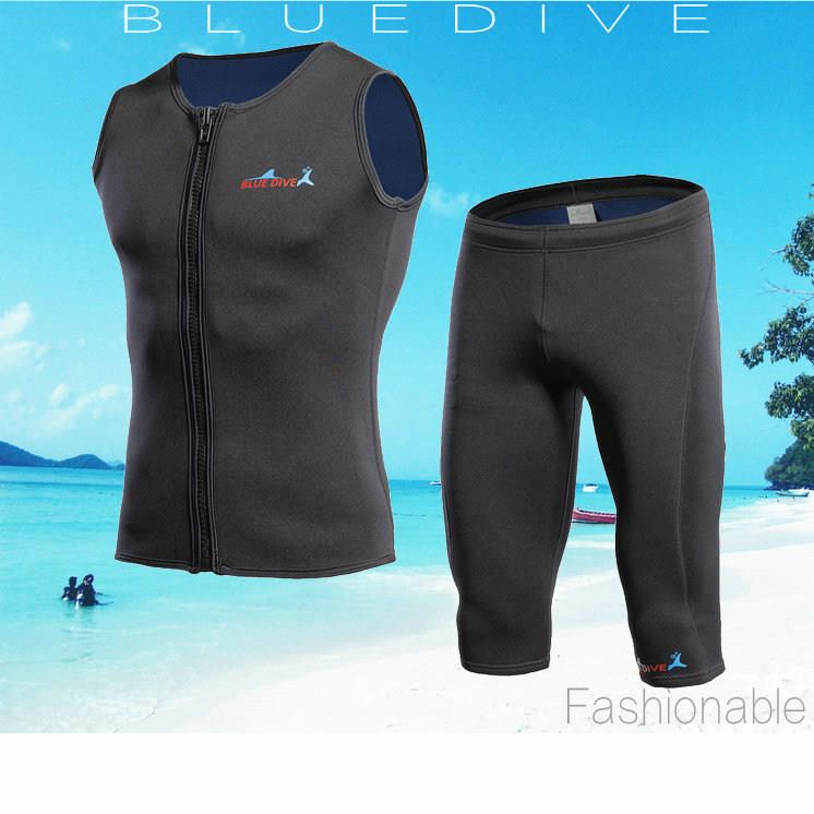 2mm潜水服两件套冬天保暖背心短裤浮潜游泳冬泳衣冲浪水母衣