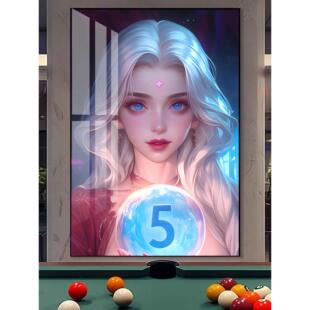 台球室墙背景墙挂画台球室台球厅装饰画海报壁画夜光灯箱彩绘定制
