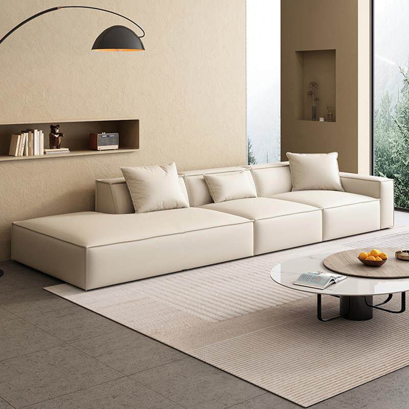 意式轻奢极简约现代客厅小户型猫爪皮豆腐块直排侧贵妃位沙发组合