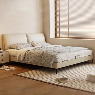 大象耳朵真皮床超薄可调节升降床头主卧室双人床小户型简约皮艺床