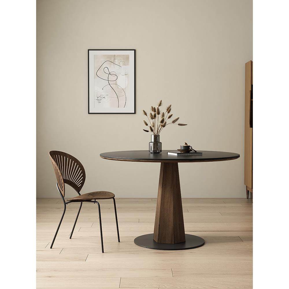 北欧轻奢实木圆形岩板餐桌简约小户型纯黑圆桌覆古黑胡桃色家用餐,住宅家具,岩板餐桌,淘宝优惠券,粉丝福利购,淘宝优惠卷