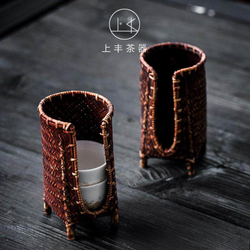 上丰茶器仿古竹编杯笼杯篓茶杯篓茶杯架 茶道功夫茶具配件收纳包