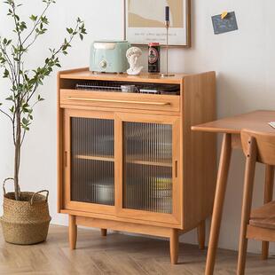 实木现代简约餐边柜一体日式茶水柜家用储物柜客厅厨房靠墙小户型