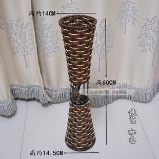 60CM木桶 饰摆放花架 铁艺花器花槽花桶花瓶复古欧式 插花桶家居装
