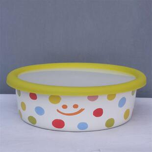 特厚搪瓷圆盘家用备盘子水饺芝士盘披萨凉菜收纳盘带盖子保鲜碗搅
