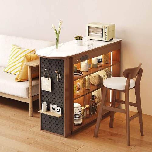 实木吧台桌子小户型客厅伸缩移动一体餐边柜隔断柜多功能边几储物