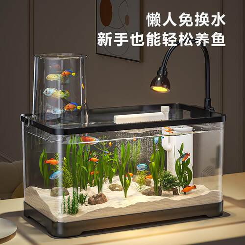 鱼缸过滤制氧一体机小型客厅2024新款免换水生态金鱼缸底滤桌