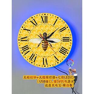 蜜蜂时钟养蜂人蜂窝挂钟无公害蜂蜜装饰座钟墙壁装饰定制跨境钟表