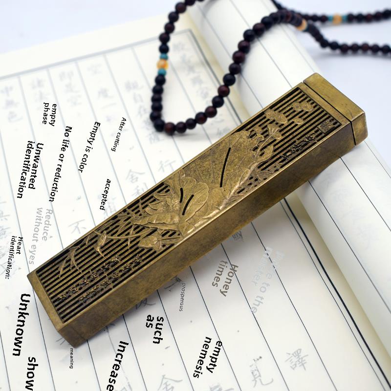 彷古禅意纯铜荷花覆古卧香炉崖柏沉香檀香海南线香盒熏香炉线香插