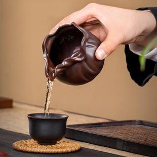 紫陶公道杯紫砂分茶器功夫茶具公杯茶海单个高端陶瓷分茶杯倒茶器