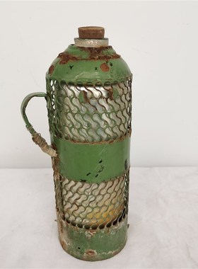 80年代民俗怀旧老物件r竹编暖瓶老保温壶绿铁皮暖壶农家院装饰摆