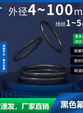 黑色氟胶O型圈密封圈线径1-5mAm 橡胶耐高温耐磨耐压橡胶o形圈大