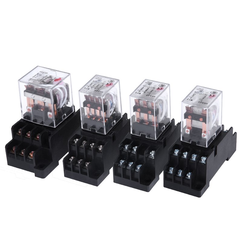 小型中间继电器220v交流24v12伏直流8脚14脚HH52P54带X灯底座MY2N