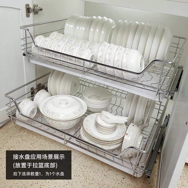 厨房碗碟拉篮塑料接水盘拉篮托盘沥水架托K盘碗柜防潮积水厚盘环