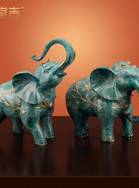 《大富大贵》铜大象摆件全铜一对新中式玄关酒柜装饰铜象工艺礼品