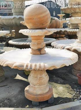 石雕泉06105庭院户外大装饰摆件天然黄金麻石材流水喷理石石喷雕