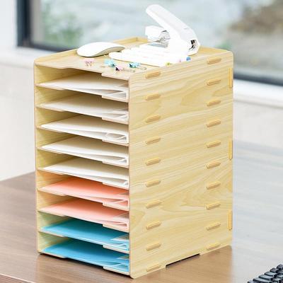 10格桌面文件夹收纳盒多层文件收纳架办公用品资料整理盒置物架