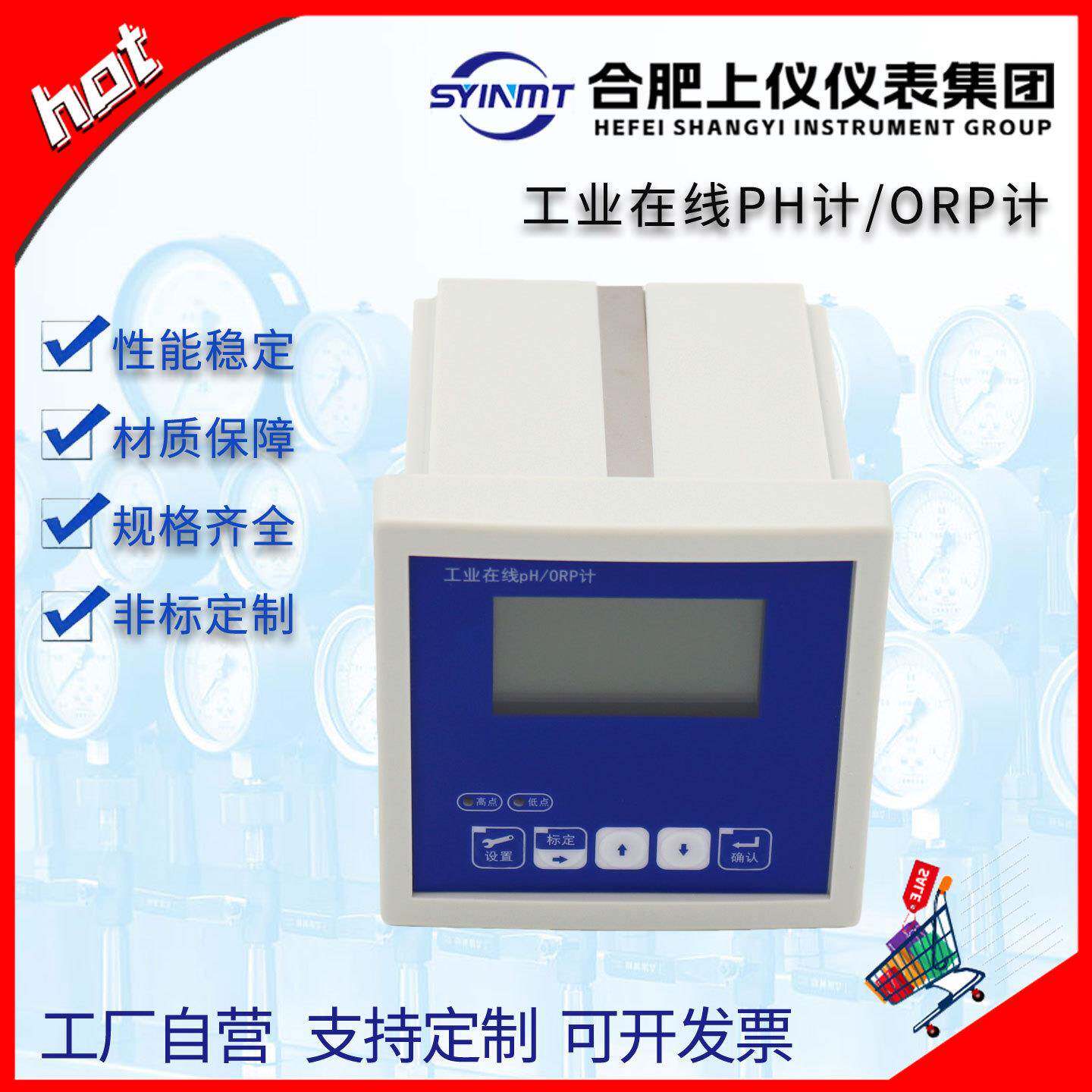 上仪SY510工业在线PH计0-14输出4-20mA盘装式主机浸入式电极