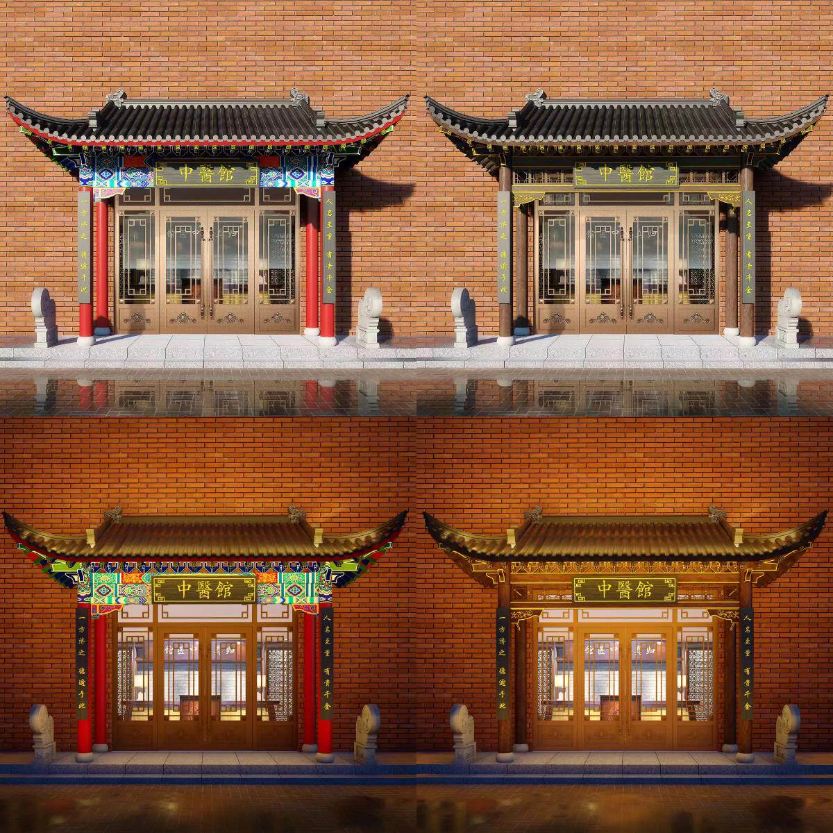 仿古实木木雕中式门头房檐古建屋檐户飞檐外翘角茶楼火锅门楼定做