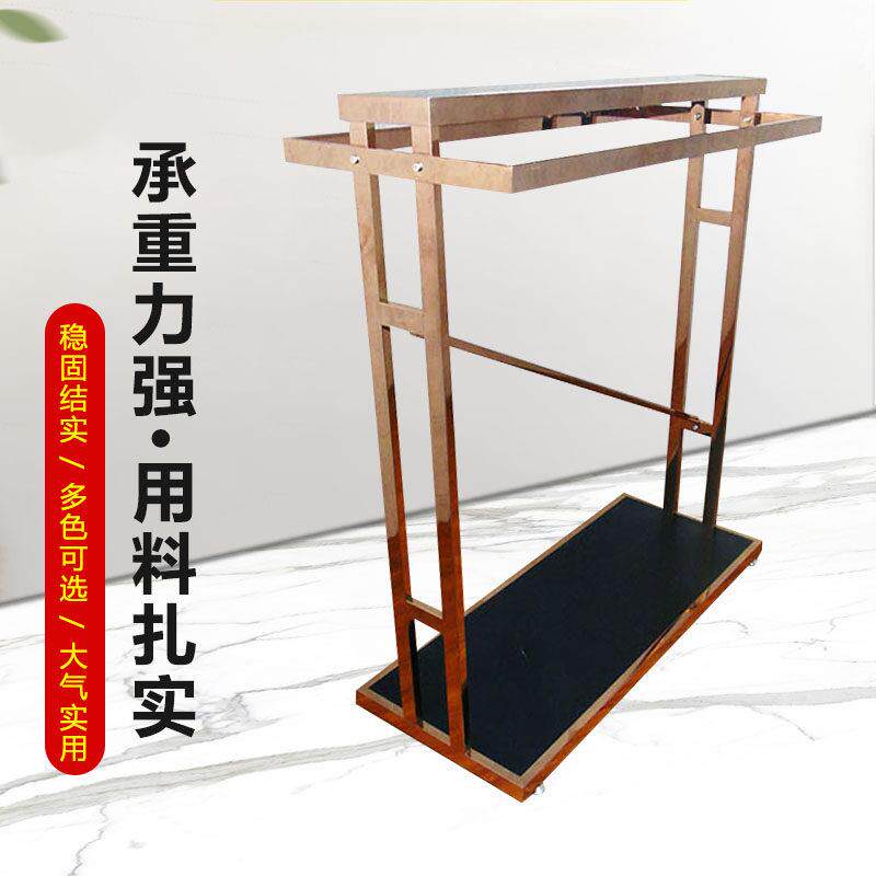 精品服装店衣架展示架玫瑰金双杆落地式不锈钢中岛架陈列架包邮