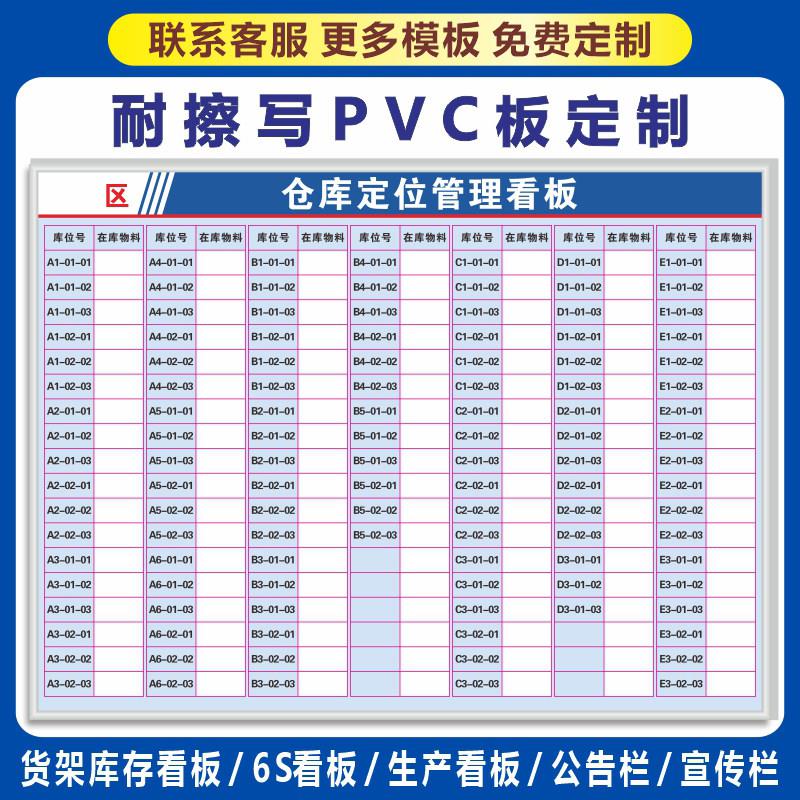 PVC板 仓库货架库位管理库存仓储挂牌定置定位标识牌生产看板定制