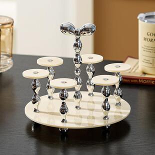 轻奢杯储物架创意家居排水茶杯架桌面水杯倒挂架杯架